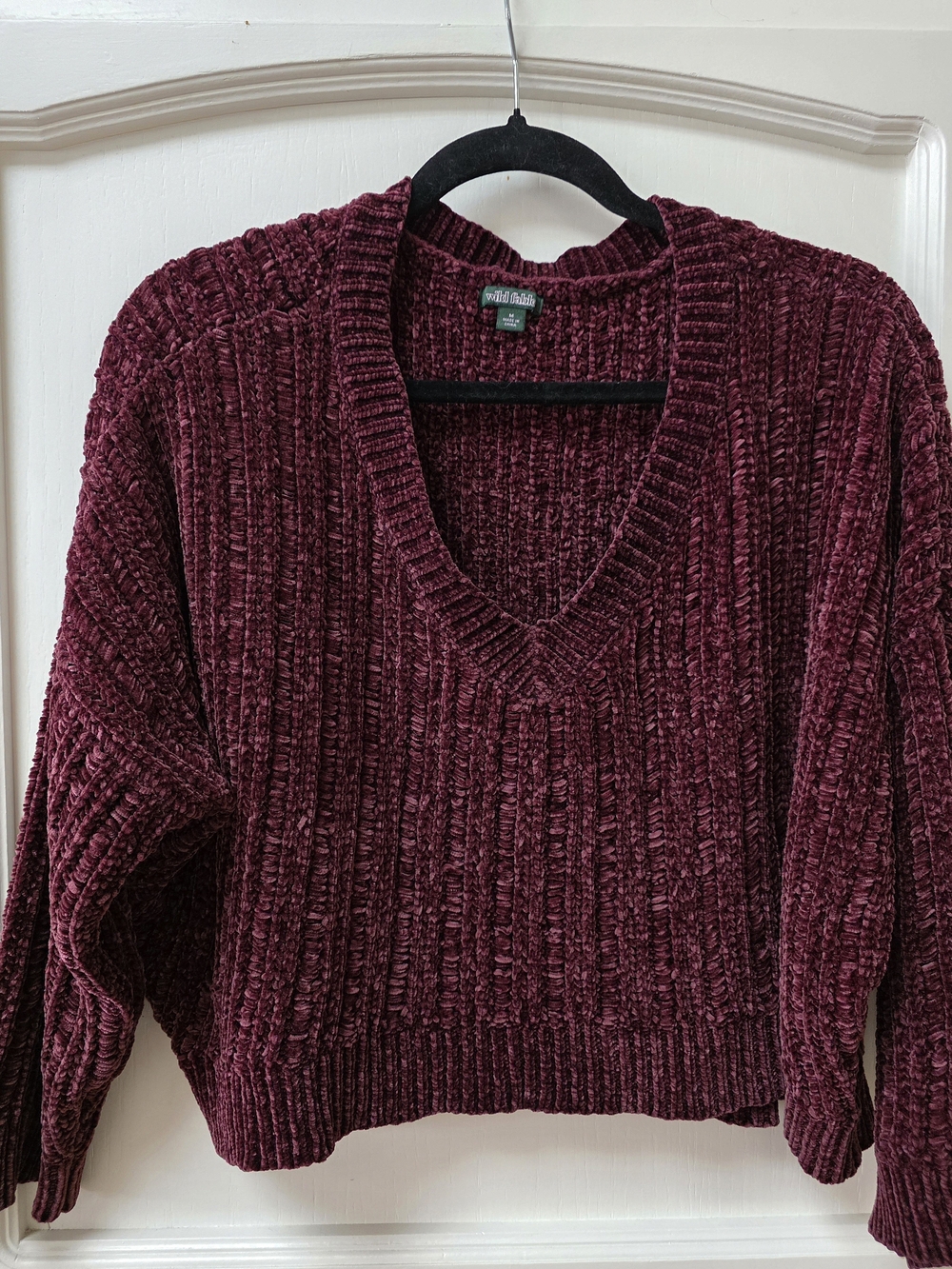 wild fable Burgundy V-Neck Chenille Sweater
